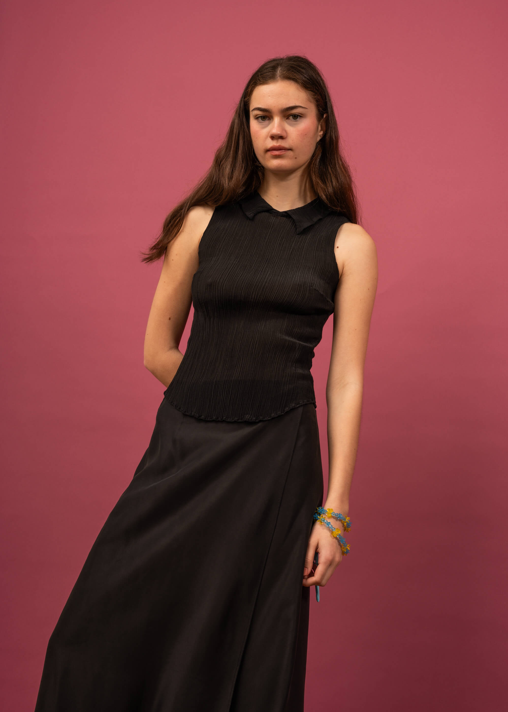 Mia Skirt Black Satin Penny Sage